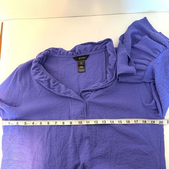 Ali Miles Ruffle Neck Purple Blouse Size Small - Picture 7 of 9
